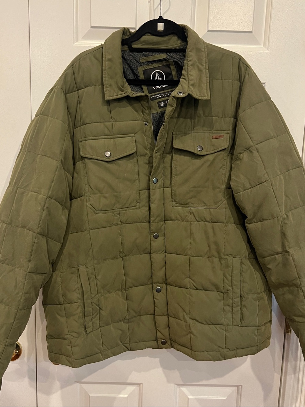 Volcom Men's Quilted Olive Green Puffer Jacket